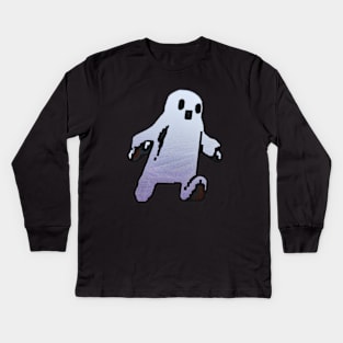 Cartoon White Noise Ghost Kids Long Sleeve T-Shirt